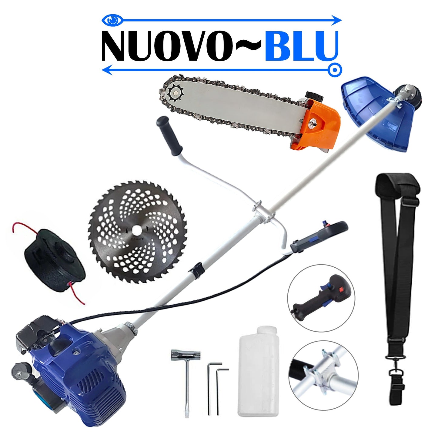 Motocositoare pe benzina NUOVO-BLUe Fuel-Economy 3.4CP, Disc Vidia+Stea, accesorii incluse, + CAP DRUJBA