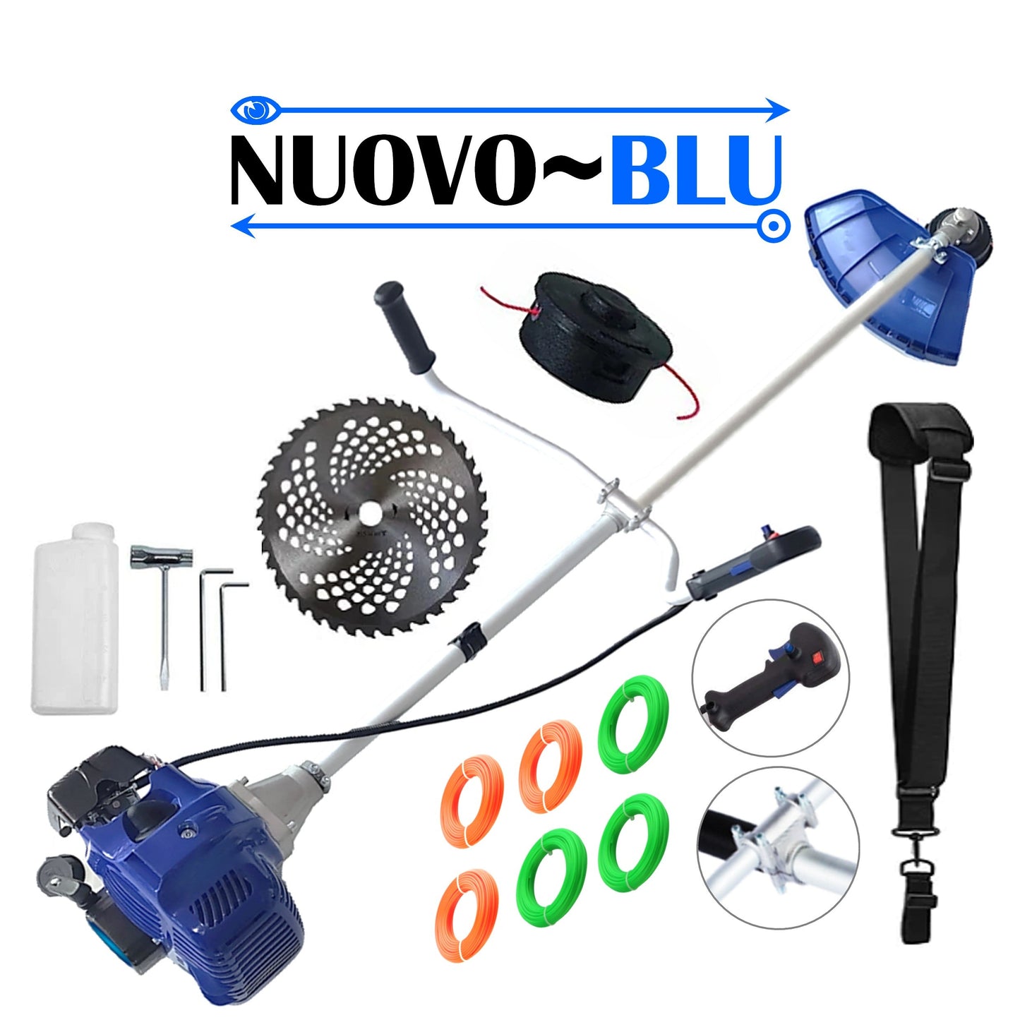 Motocositoare NUOVO-BLUe Fuel-Economy 3.4CP, Disc Vidia+Stea, accesorii incluse, SET FIR TAIERE