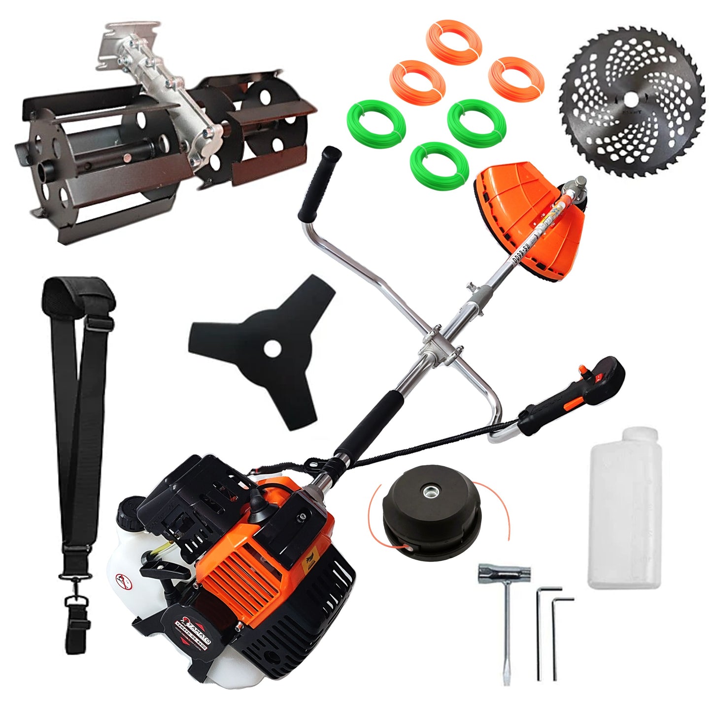 SET PRASITOARE+Motocositoare RS-8600 Multifunctionala YAMATO® Japan Tools, 6.3CP RACING EDITION, OrangeBLACK, accesorii, +EXTRA Fir-Taiere