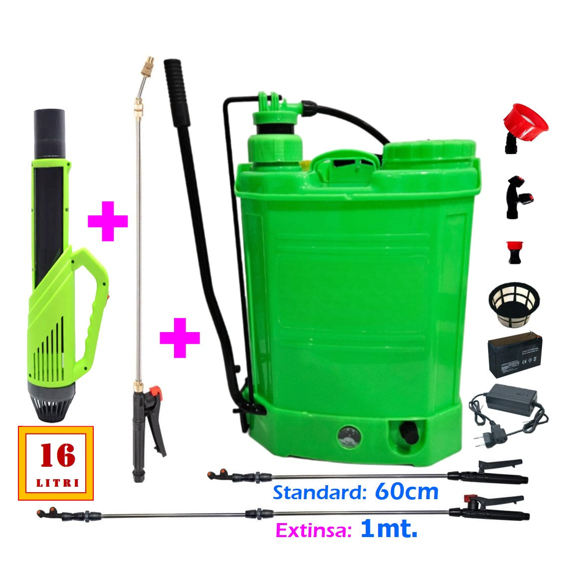 SET Pompa stropit 16Litri Pandora cu acumulator plus Atomizor Pandora plus tija inox extensibila la 3 metri - Vokner Recomandat