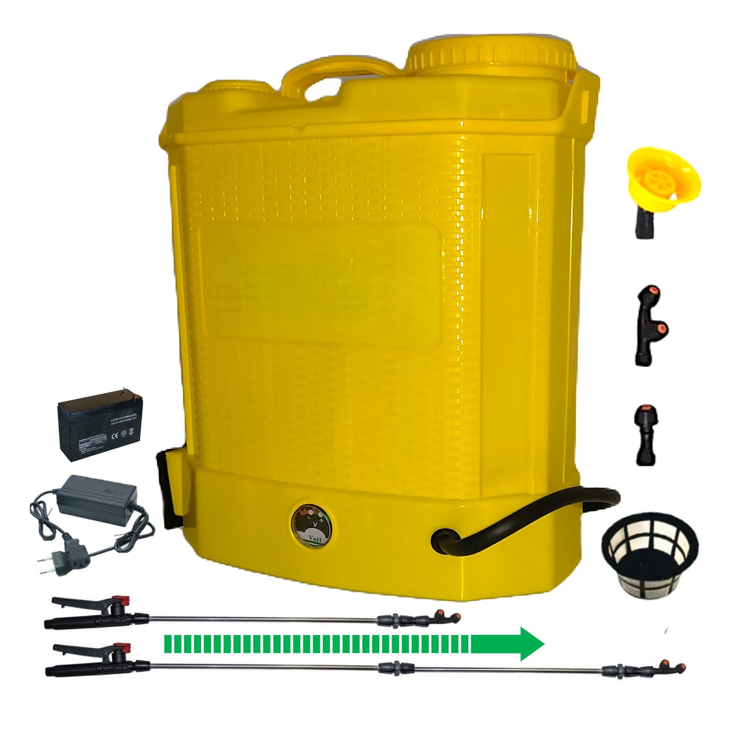 DEZMAN Vermorel Electric cu Acumulator, 12 Litri, GALBEN, tija extensibila 1m, cu accesorii