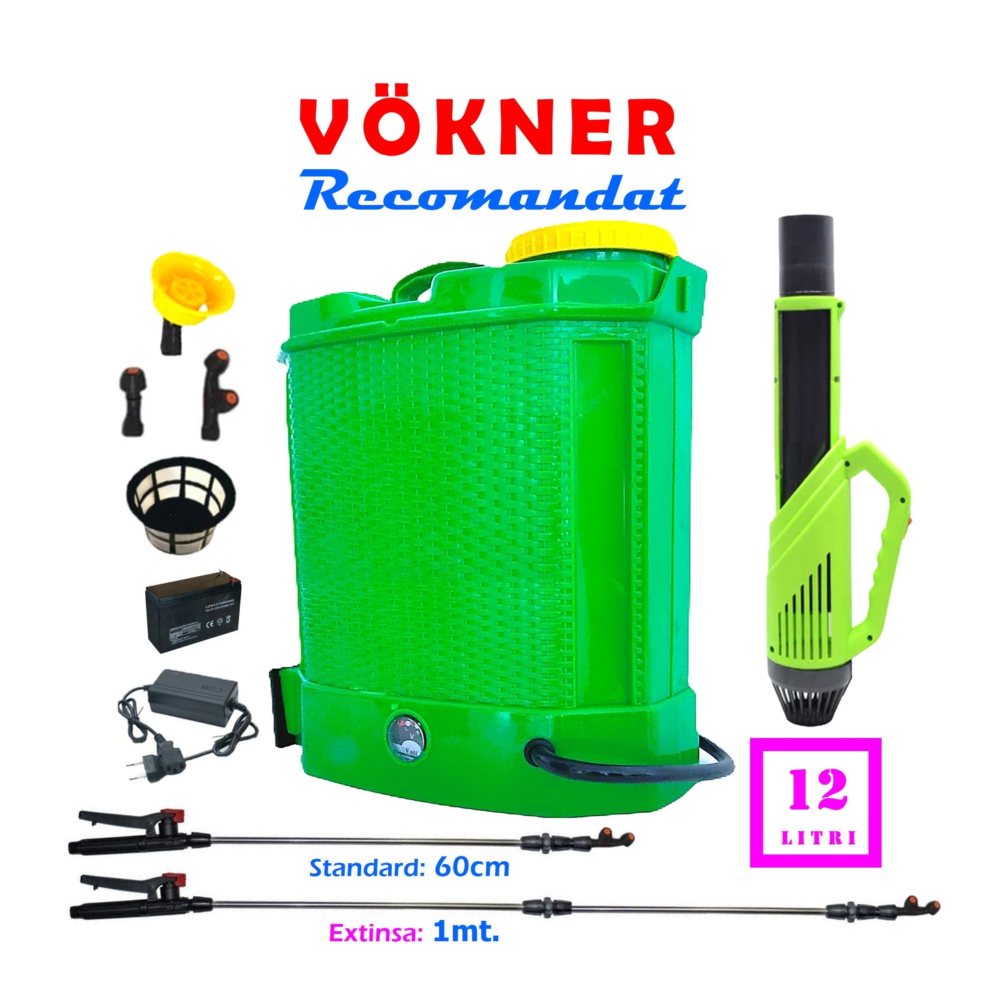 Set Pompa de stropit cu acumulator 12L + Atomizor electric Pandora, Vermorel - VÖKNER Recomandat, TURCOAZ-sau-VERDE
