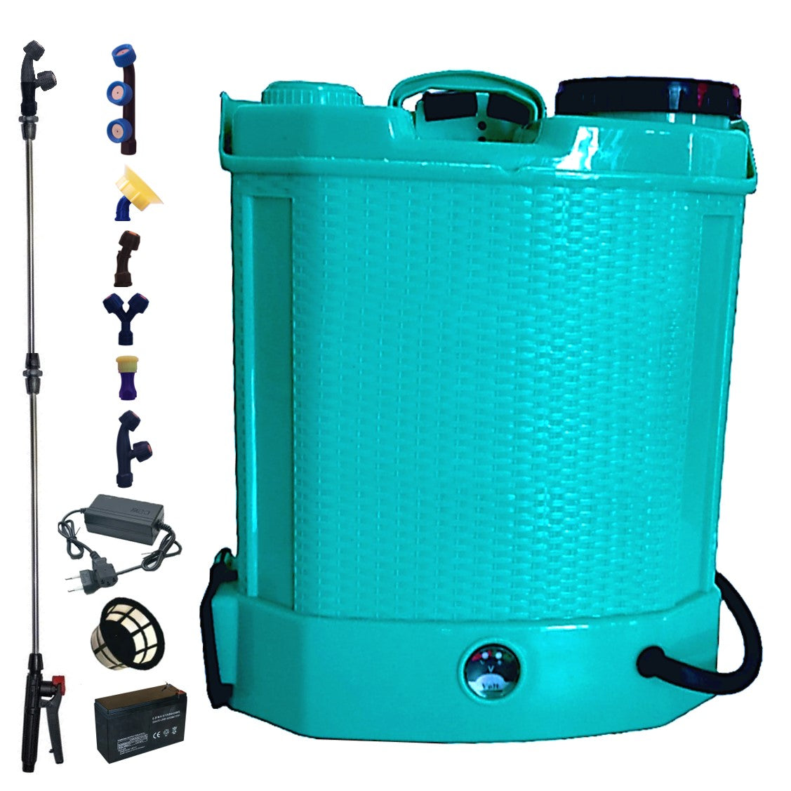 *PROMO* Pompa de stropit cu acumulator 12L TURCOAZ-sau-VERDE Pandora, 3 duze incluse, Vermorel cu Regulator Presiune - VÖKNER Recomandat