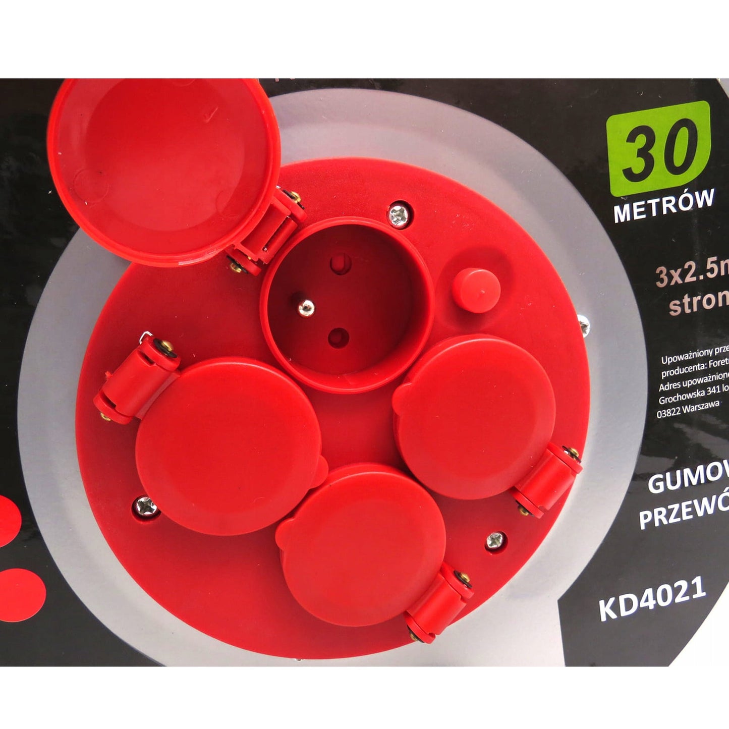 Prelungitor electric lungime 30m, tambur derulare cu 4 prize incorporate, conductor 3x2.5mm, POLSKI K4021, Poza7