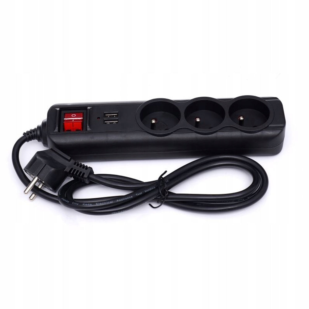 Prelungitor electric lungime 3m cu intrerupator, 3 prize si 2 mufe incarcare prin USB, POLSKI K4032, Poza3