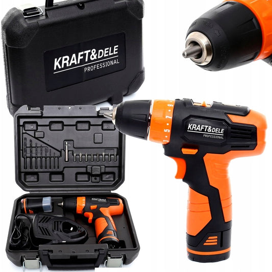 Surubelnita electrica cu 2 acumulatori Kraft&Dele KD1670, 12 V, accesorii incluse