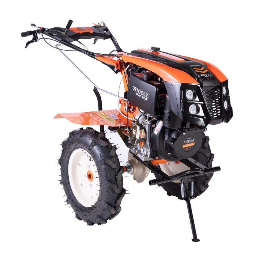 Motocultor Detoolz DZ-M127 10CP, motor DIESEL 4 timpi, cu plug reversibil mare + roti metal, NOB