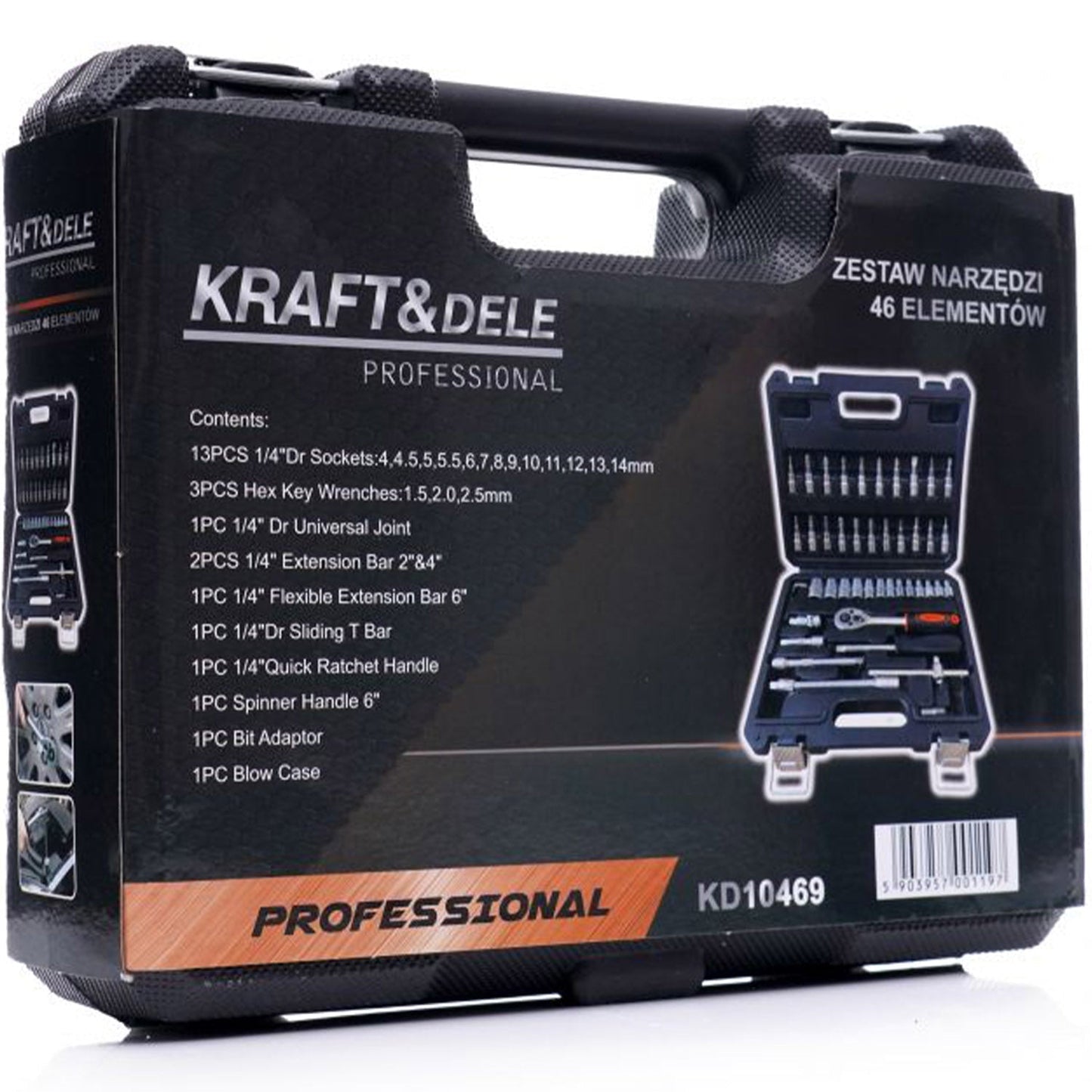 Trusa scule Kraft&Dele KD10469 46 bucati, valiza de transport inclusa