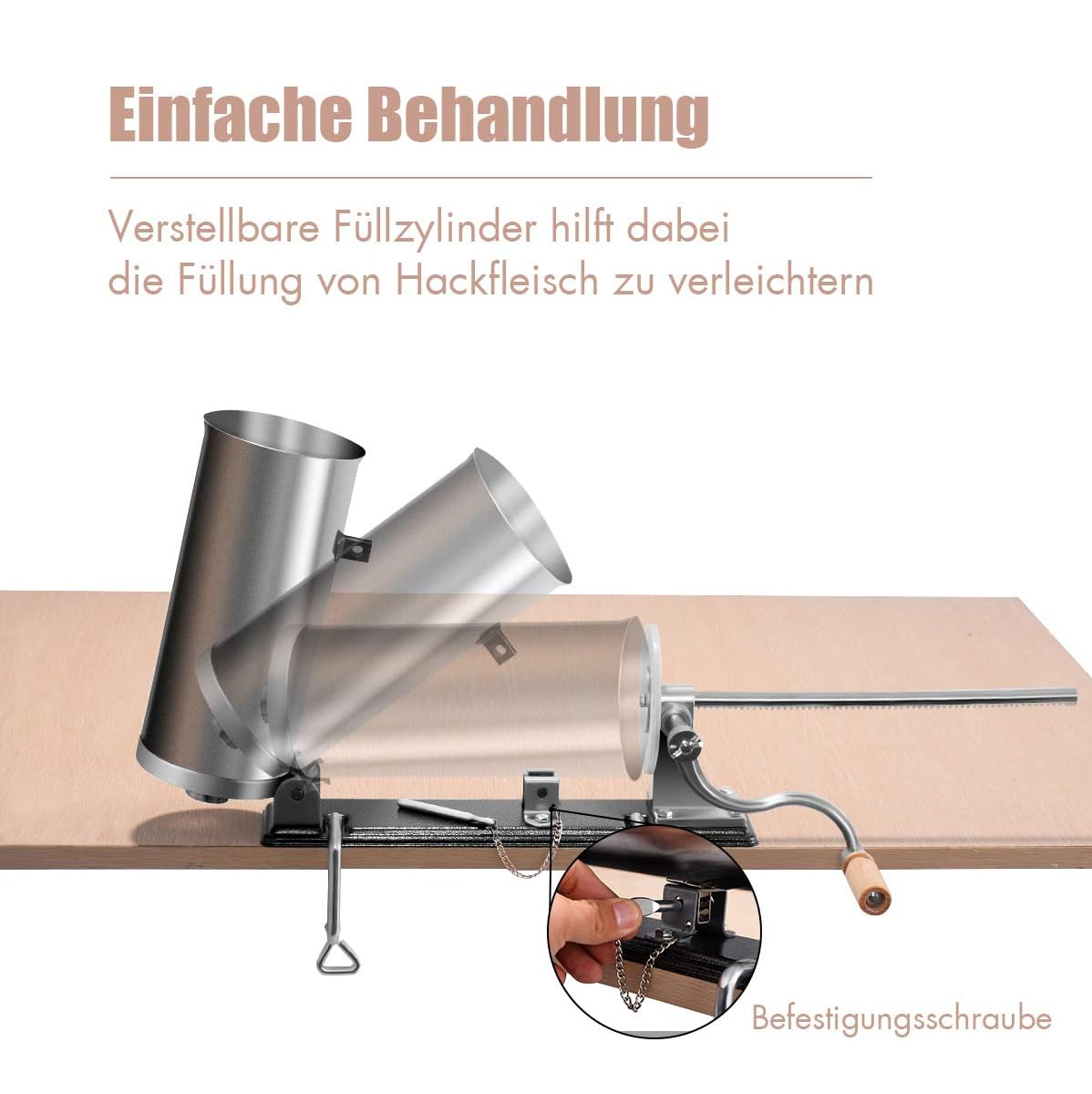 Masina de umplut carnati, Vokner, 3kg, pozitie orizontala, din inox