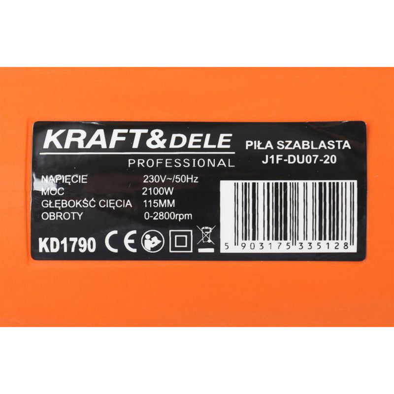 Fierastrau sabie Kraft&Dele KD1790, 2100W, 2800 RPM, adancime taiere 115mm