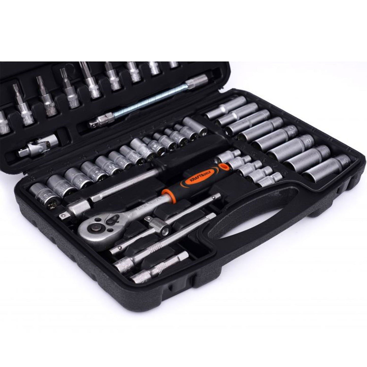 Trusa scule Kraft&Dele KD10834, 56 bucati, valiza de transport inclusa