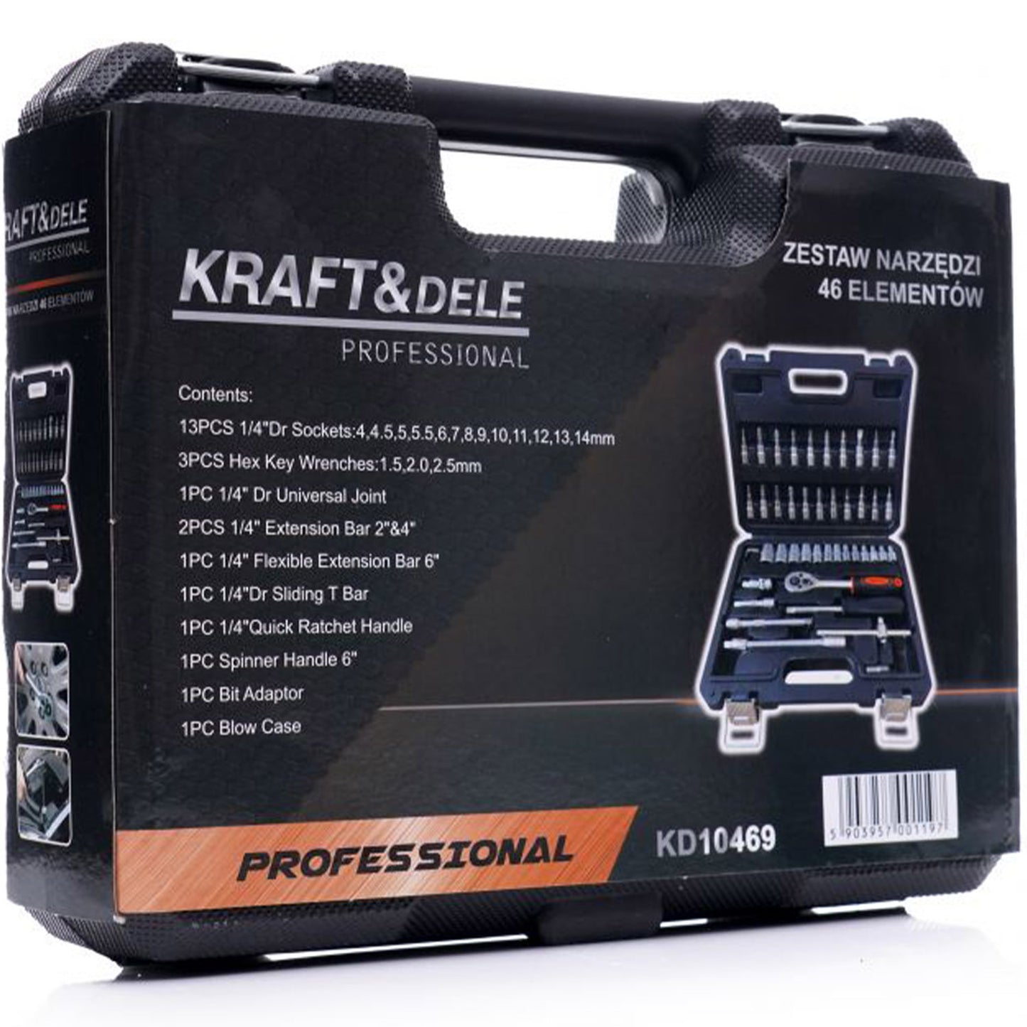 Trusa scule Kraft&Dele KD10469 46 bucati, valiza de transport inclusa