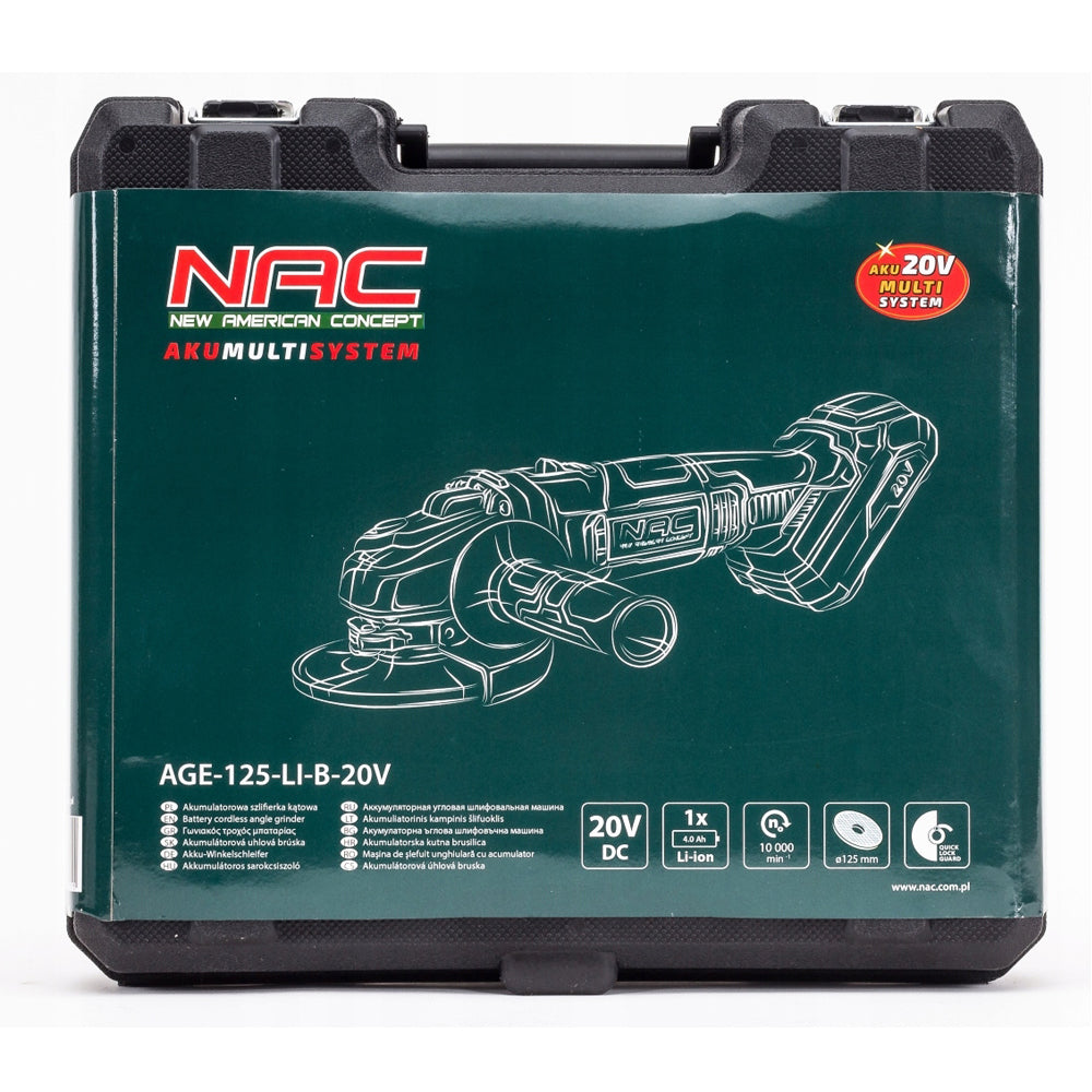 Polizor unghiular / Flex cu acumulator NAC AGE-125-LI-B-20V, 20V, 10000RPM