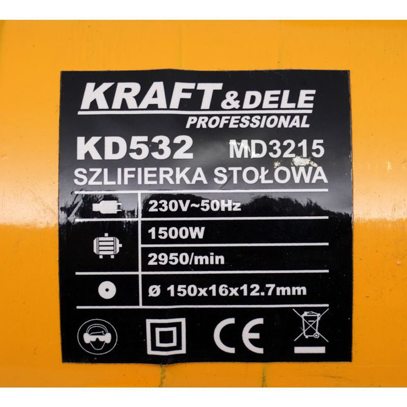Polizor de banc Kraft&Dele KD532-Z, 1500W, 2950RPM, diametrul discului 150mm