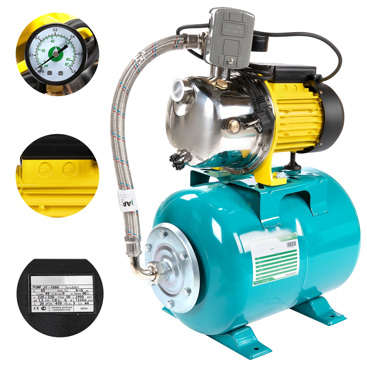 Hidrofor Liderman- Maxima-JY1000, 24L, 1.3 Kw, 65 l/min, H refulare 49m