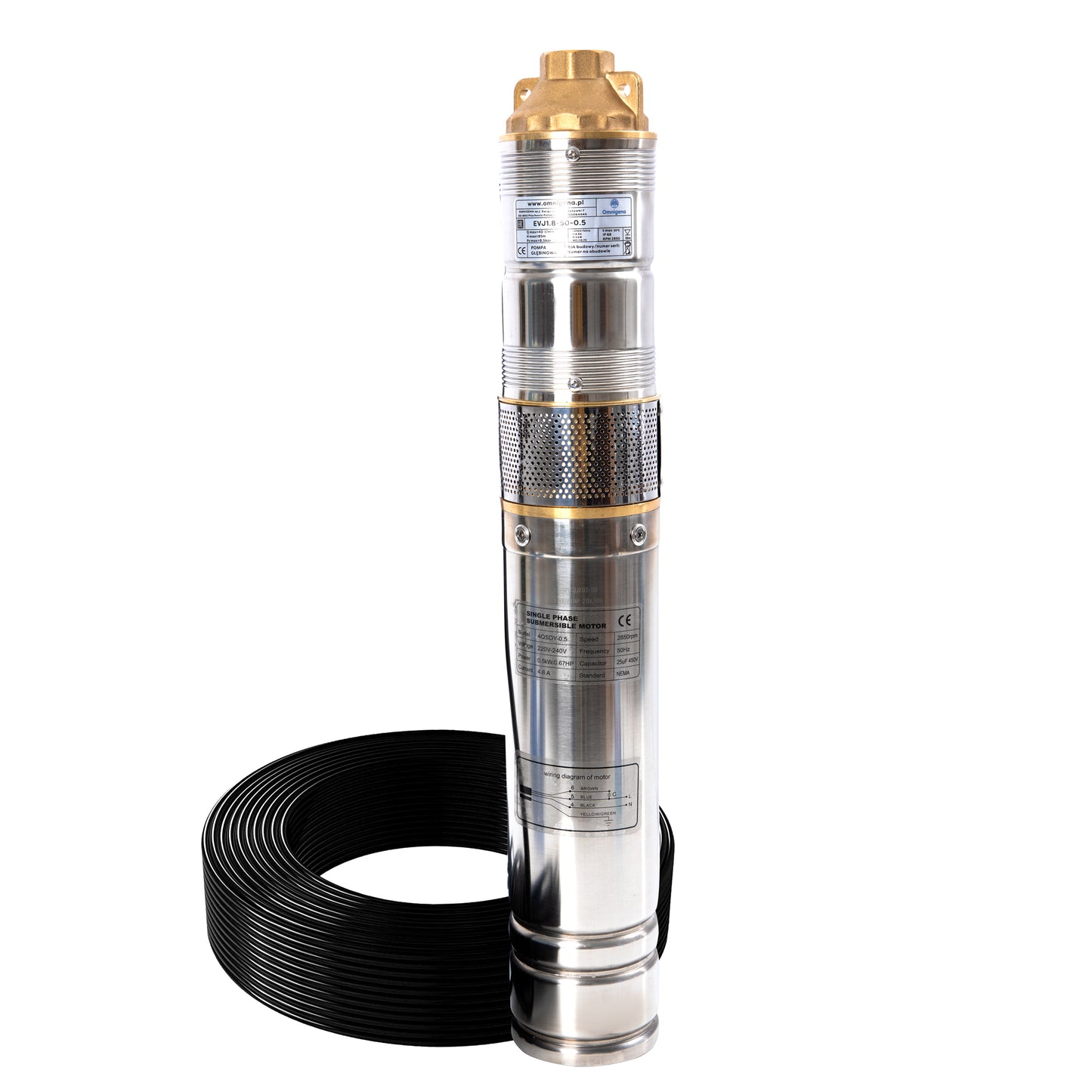 Pompa submersibila Omnigena EVJ 4"1,8-50-0,5, 230V, 0.55kW, debit 40l/min, H refulare 85m