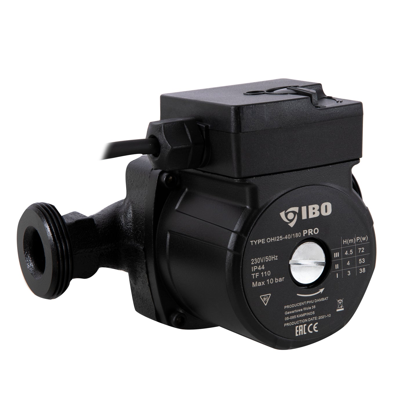 Pompa recirculare centrala IBO Dambat OHI PRO 25-40/180, 48l/min, 71W