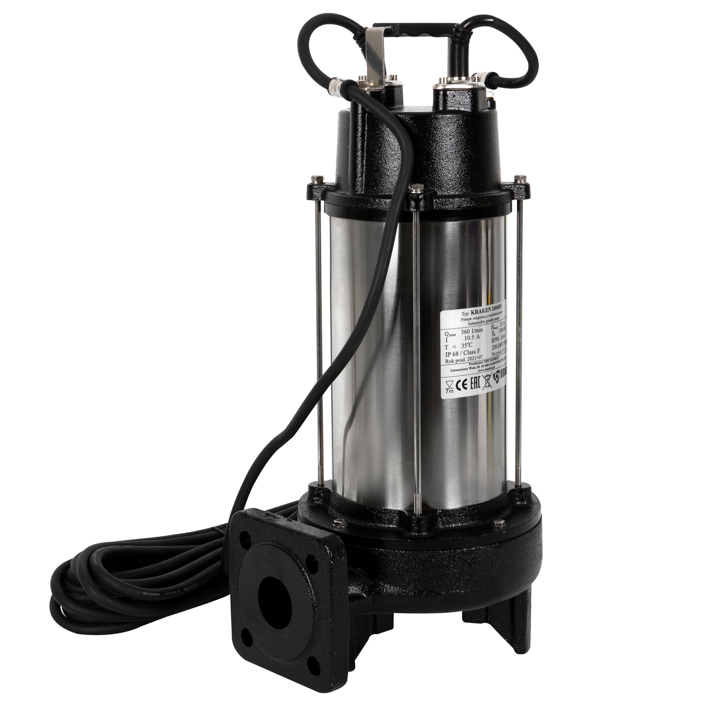 Pompa apa murdara cu tocator IBO Dambat KRAKEN 1800DF, 1800W, debit 350 l/min, H refulare 25m, submersibila