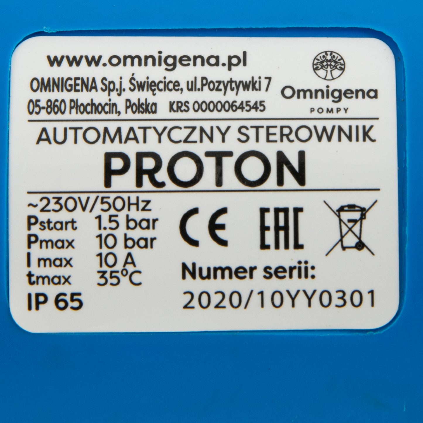 Prescontrol electronic automat Omnigena Proton, 10 bar, 1tol