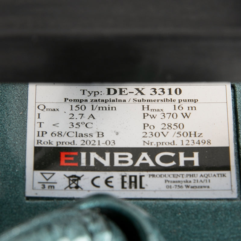 Pompa apa rezistenta la nisip Einbach DE-X 3310, 0.37 kW, racord 1