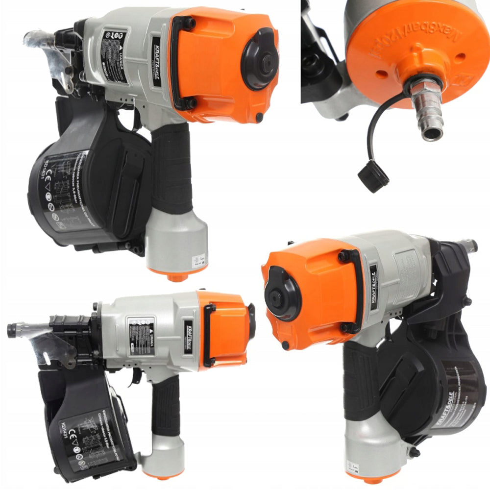 Pistol cuie pneumatic Kraft&Dele KD1431, diametru 2.5-3.3mm, cu tambur / rola
