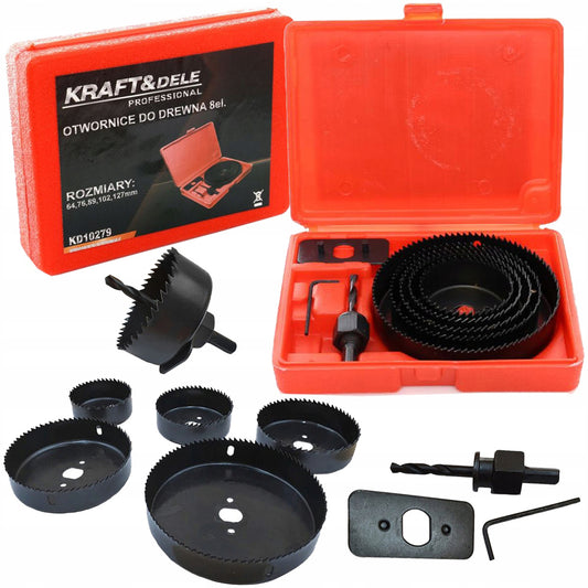 Set carote pentru Gips si Lemn Kraft&Dele KD10279, 64-127mm