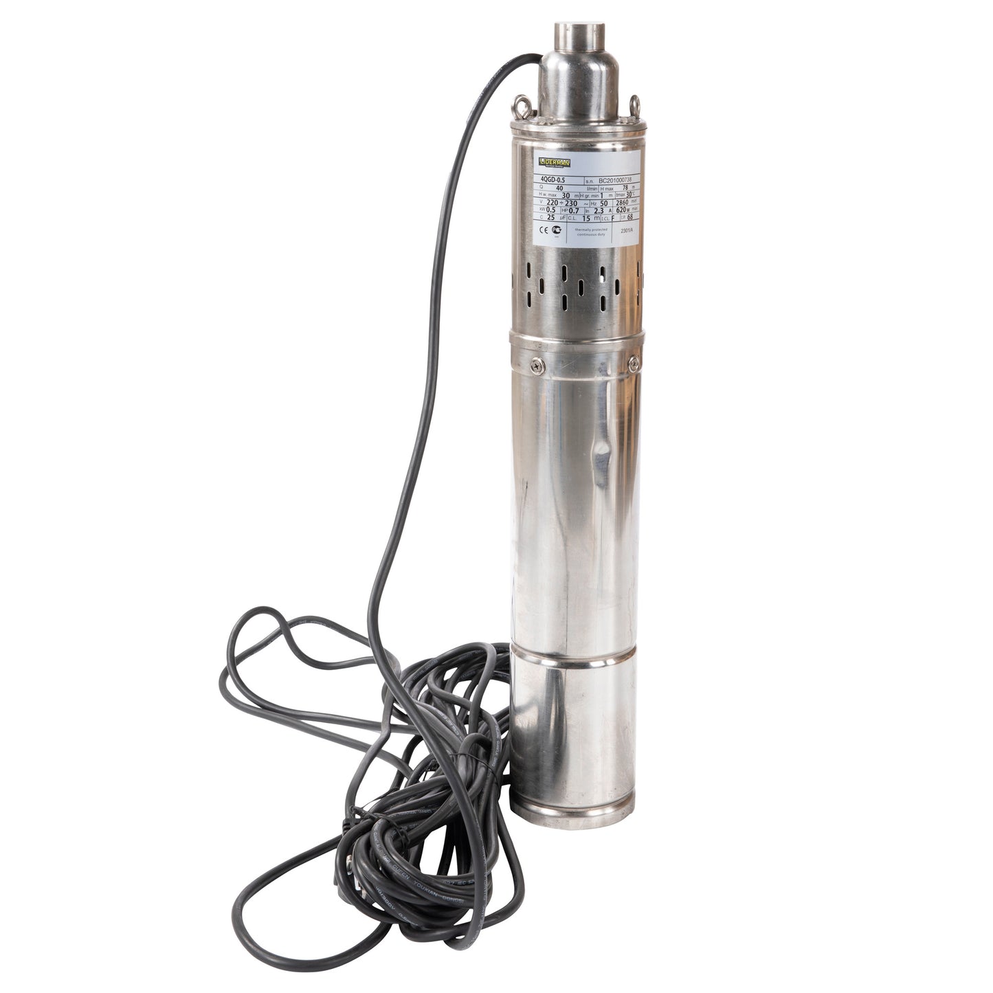 Kit Hidrofor 24L cu pompa apa submersibila 0.5KW, 78m, 2.4m3/Ora, Liderman-Maxima 4QGD-0.5, Sistem premium complet