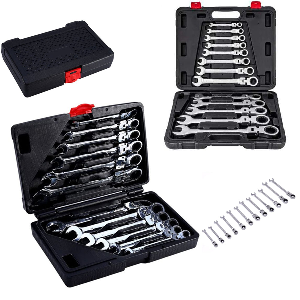 Set de chei combinate cu clicket, 12 piese, Kraft&Dele KD11304, 8-19MM