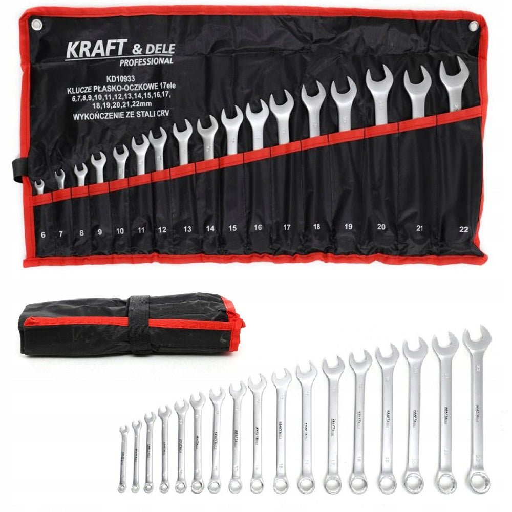 Set de chei combinate, 17 piese, Kraft&Dele KD10933, 6-22MM