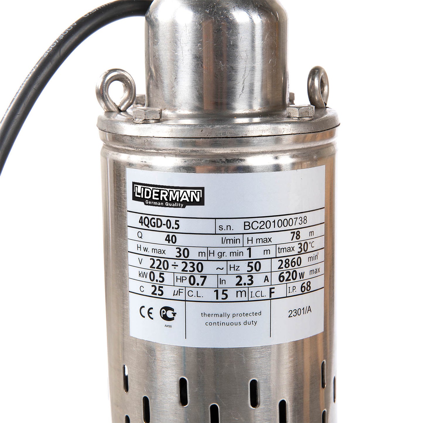 Kit Hidrofor 24L cu pompa apa submersibila 0.5KW, 78m, 2.4m3/Ora, Liderman-Maxima 4QGD-0.5, Sistem premium complet