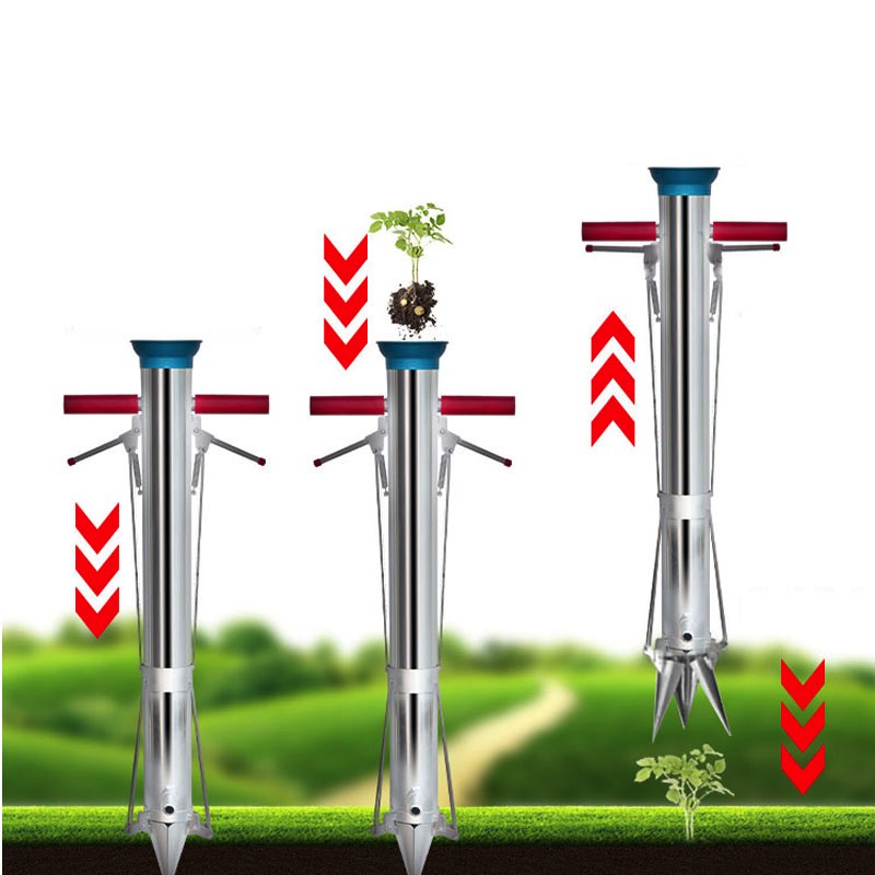 Plantator Rasaduri Profesional cu 2 manere ergonomice, Inox, EuroTehno