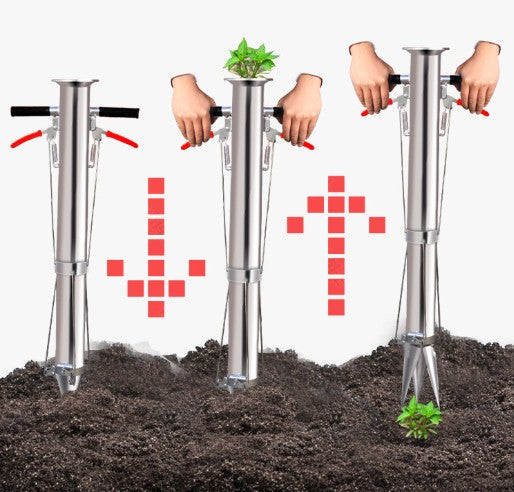 Plantator Rasaduri Profesional cu 2 manere ergonomice, Inox, EuroTehno