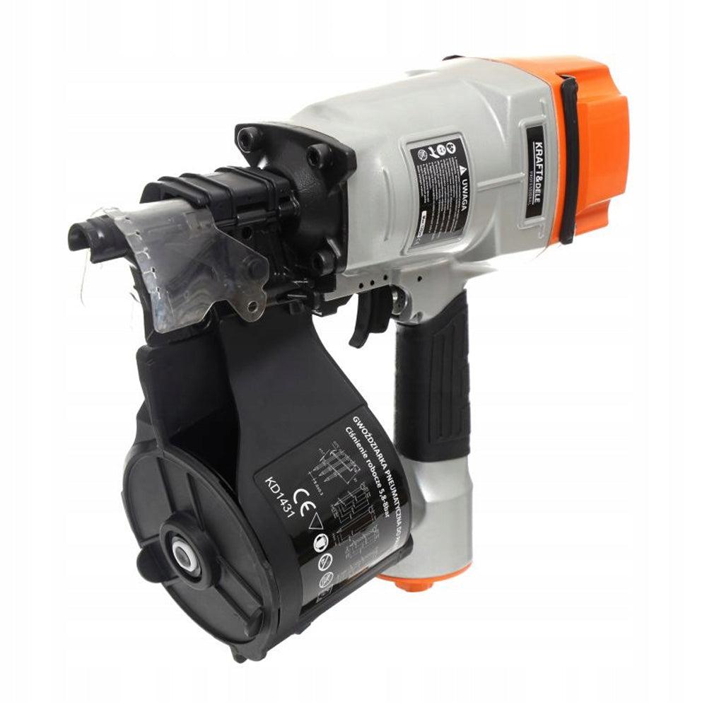 Pistol cuie pneumatic Kraft&Dele KD1431, diametru 2.5-3.3mm, cu tambur / rola