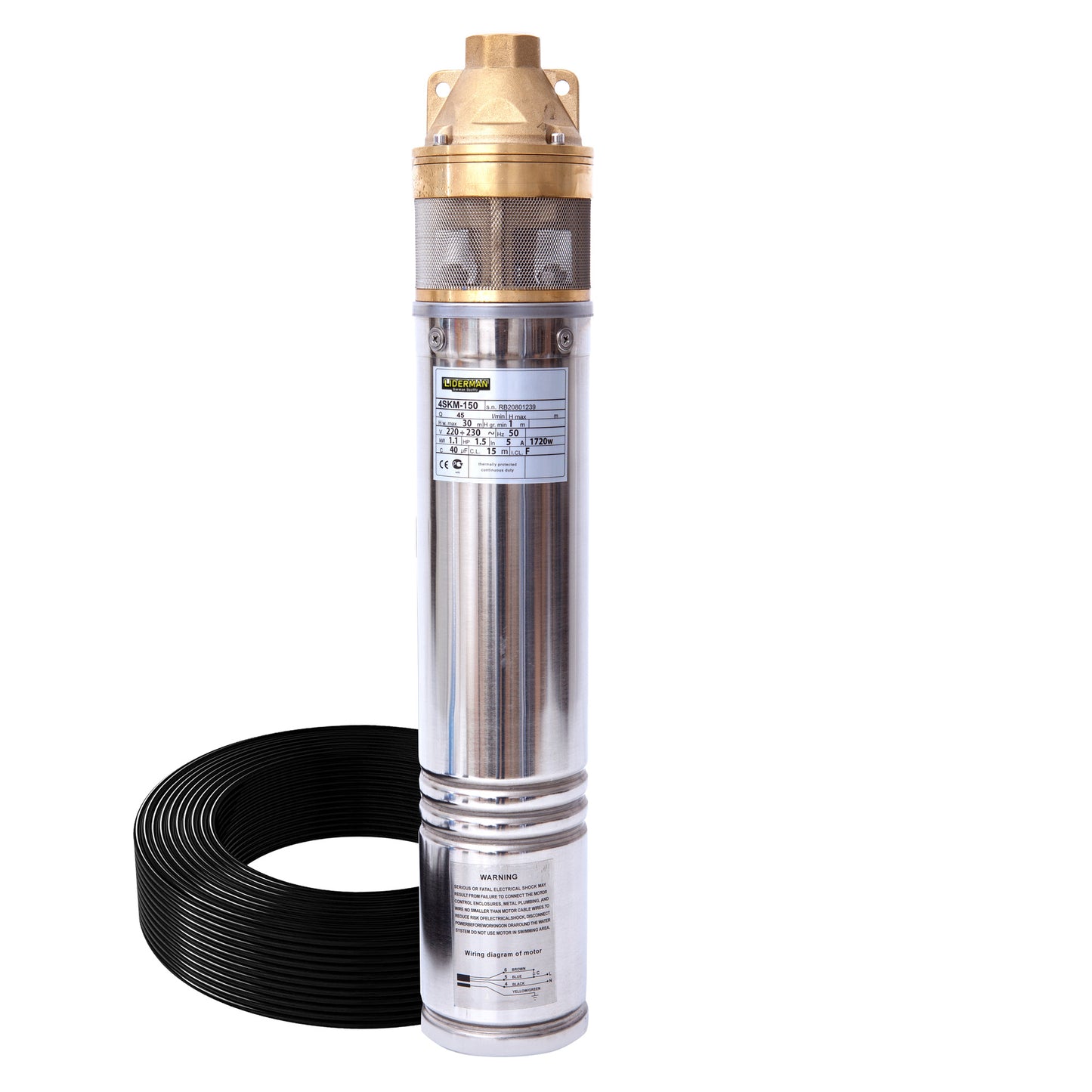 Kit Hidrofor 24L cu pompa apa submersibila 1.1KW, 98m, 2.7m3/Ora, Liderman-Maxima 4SKM-150, Sistem premium complet