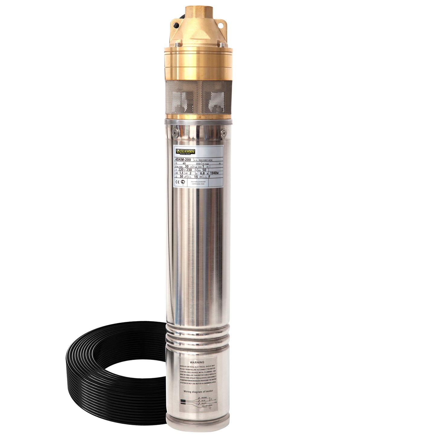 Kit Hidrofor 24L cu pompa apa submersibila 1.5KW, 120m, 2.7m3/Ora, Liderman-Maxima 4SKM-200, Sistem premium complet