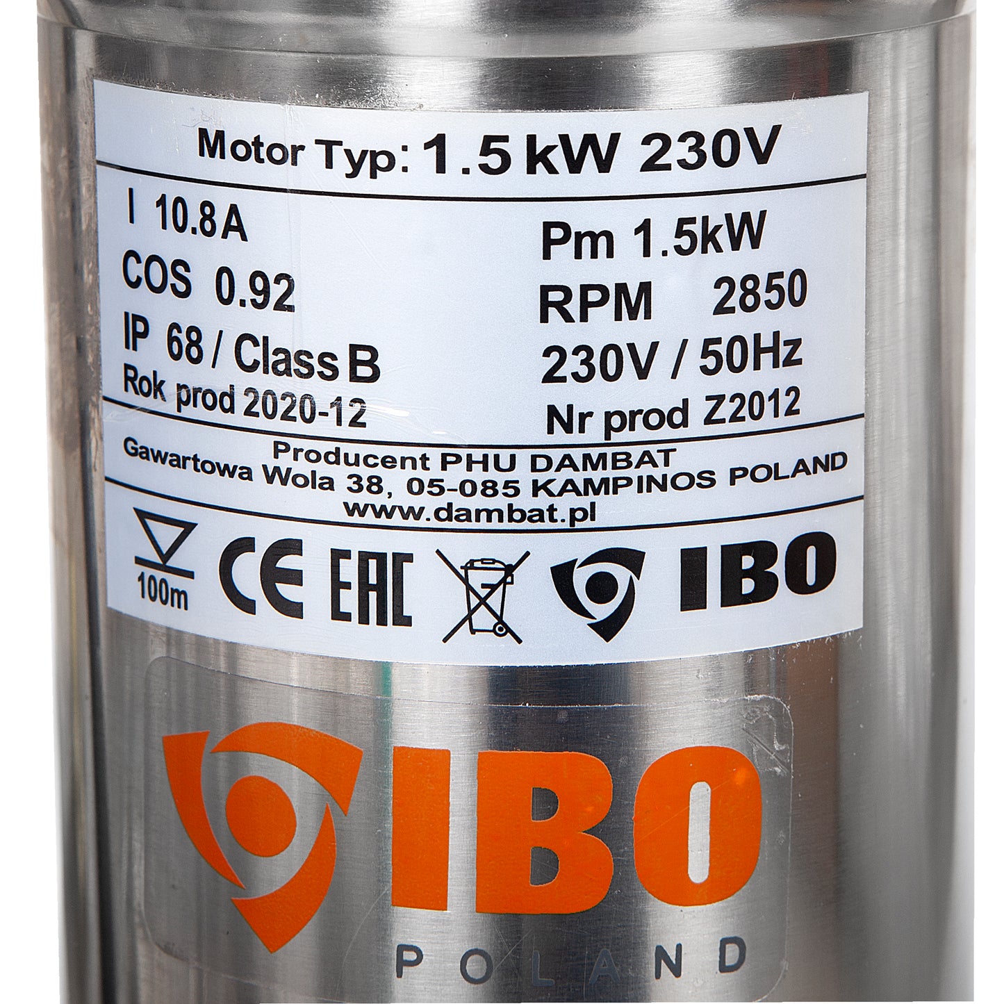 Pompa submersibila IBO Dambat 4SDM4/18, 1.5kW, debit 100l/min, H refulare 131m, racord 1½ toli, rezistenta sporita la nisip