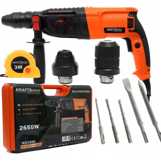 Ciocan rotopercutor Kraft&Dele KD1690, 2.7J, 2650 W, 1300RPM, SDS+