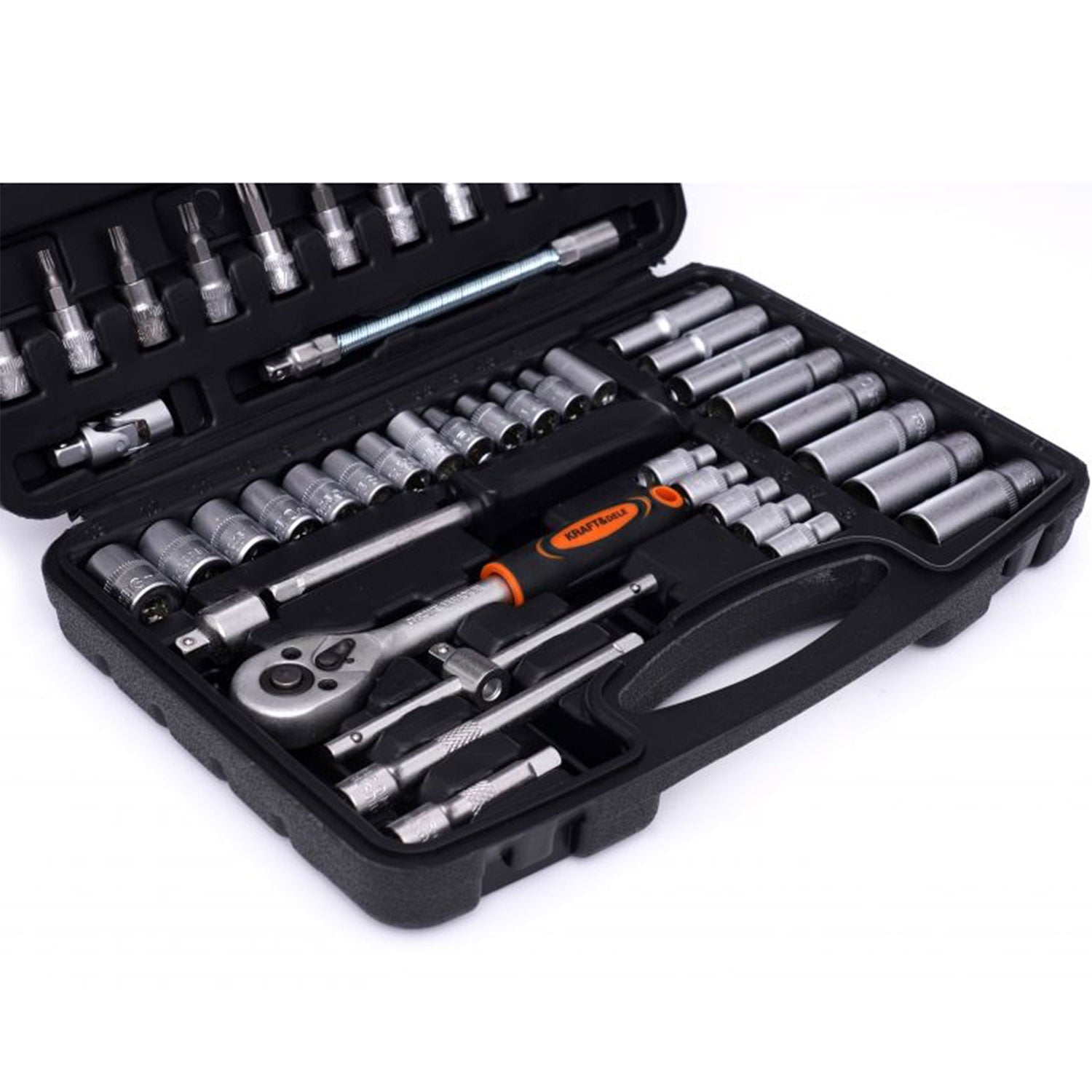 Trusa scule Kraft&Dele KD10834, 56 bucati, valiza de transport inclusa