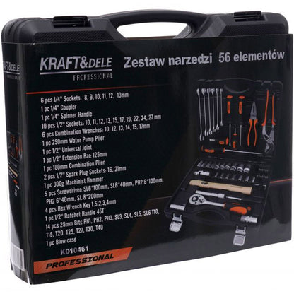 Trusa scule Kraft&Dele KD10461 56 bucati, valiza de transport inclusa