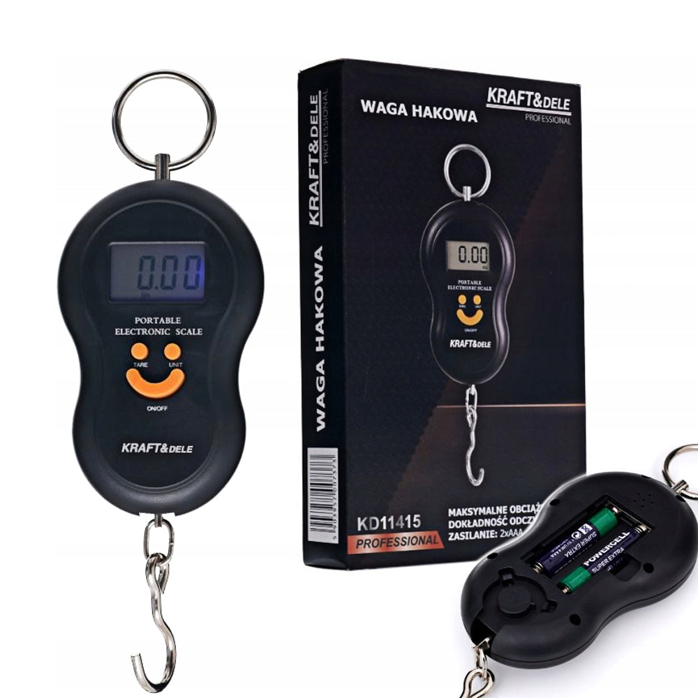 Cantar de mana electronic cu carlig, 50Kg, Kraft&Dele KD11415, Ecran LCD, Baterii 2xAAA