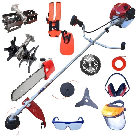 Set Motocoasa Craft Tec, 8CP, 10000Rpm + Cap Drujba + Cap Prasitoare + Cap Cultivator + 12 Extra Accesorii