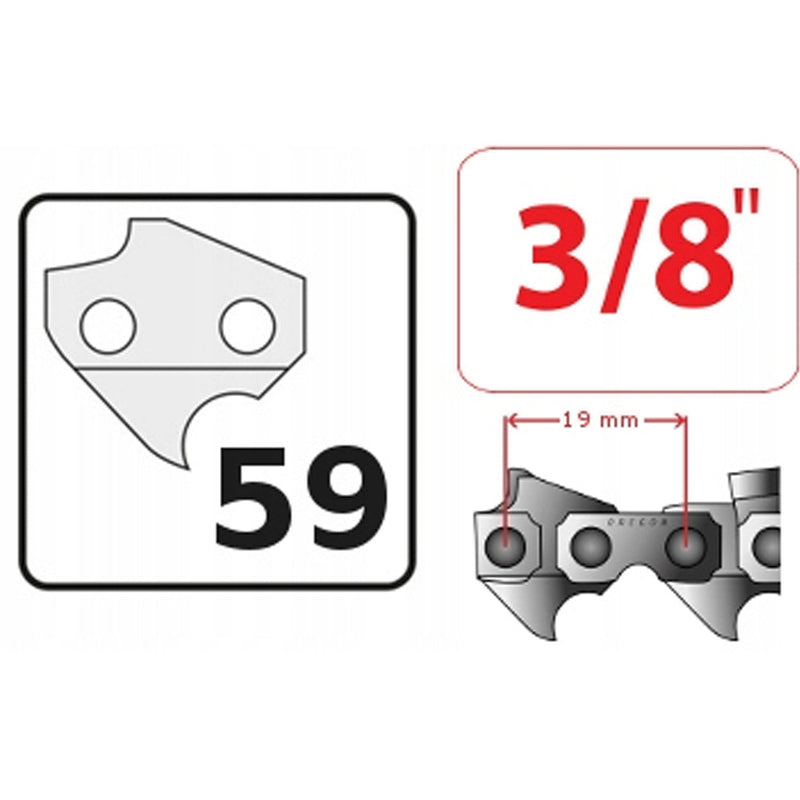 Set lama + 2 lanturi drujba, VOKNER 10152, Lama 40cm, Pas lant 3.8, Zale 59