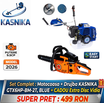 *PACHET PROMO* Motocoasa + Drujba KASNIKA GTX6HP-BM-2T, BLUE + Extra Disc Vidia CADOU