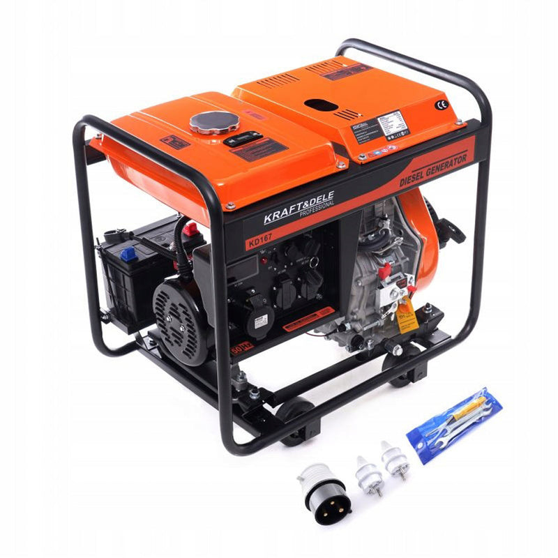 *OFERTELE-IEPURASULUI* Generator curent diesel Kraft&Dele KD167, 230V, stabilizator tensiune (AVR), roti transport si pornire la cheie