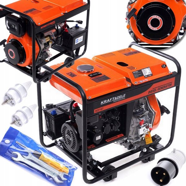 *OFERTELE-IEPURASULUI* Generator curent diesel Kraft&Dele KD167, 230V, stabilizator tensiune (AVR), roti transport si pornire la cheie