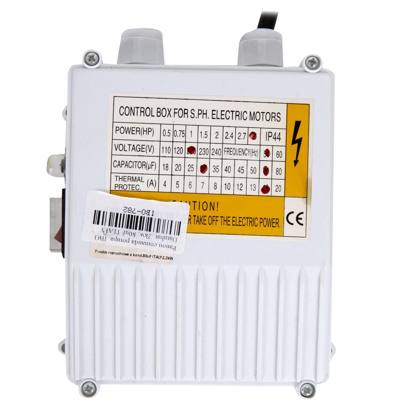 Panou comanda pompa apa, POMPINA-Poland, 2kW, 30uF, 16A, condensator incorporat