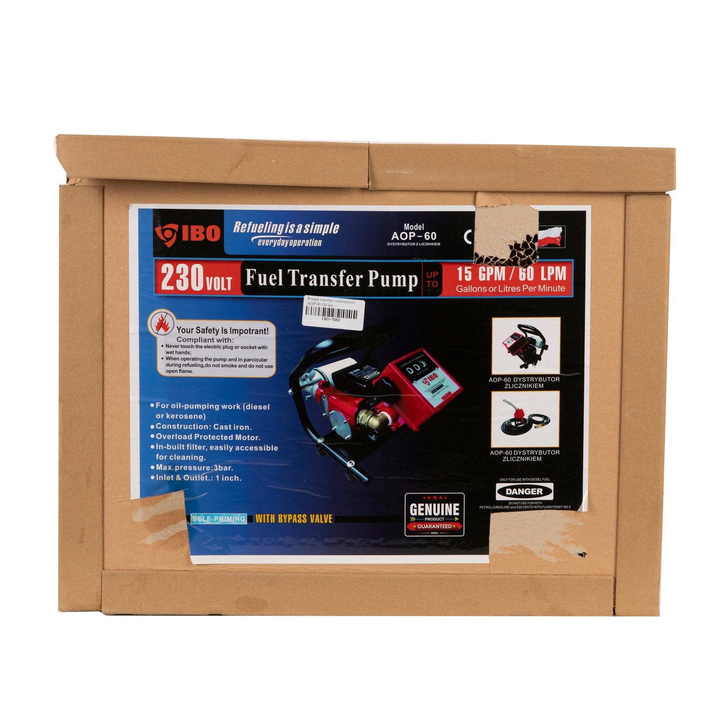 Pompa transfer motorina POMPINA-Poland AOP60 Kit, 370W, 60 l/min, pentru combustibili