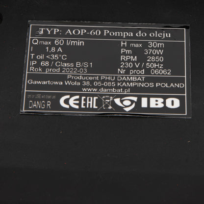 Pompa transfer motorina POMPINA-Poland AOP60 Kit, 370W, 60 l/min, pentru combustibili