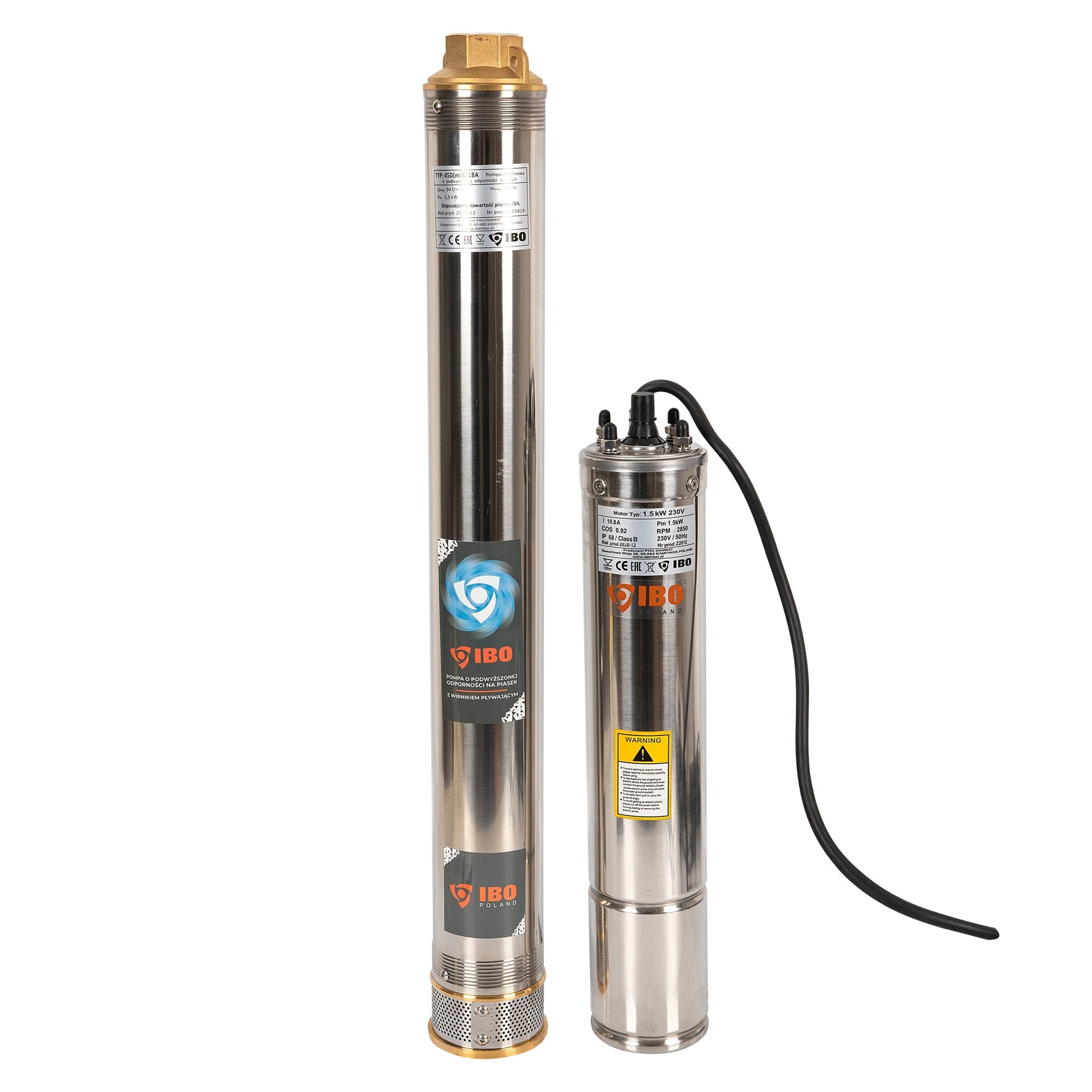Pompa submersibila IBO Dambat 4SDM3/18, 1.5kW, debit 94l/min, H refulare 135m, racord 1½, rezistenta sporita la nisip