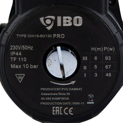 Pompa recirculare centrala IBO Dambat OHI PRO 15-60/130, 55l/min, 93W